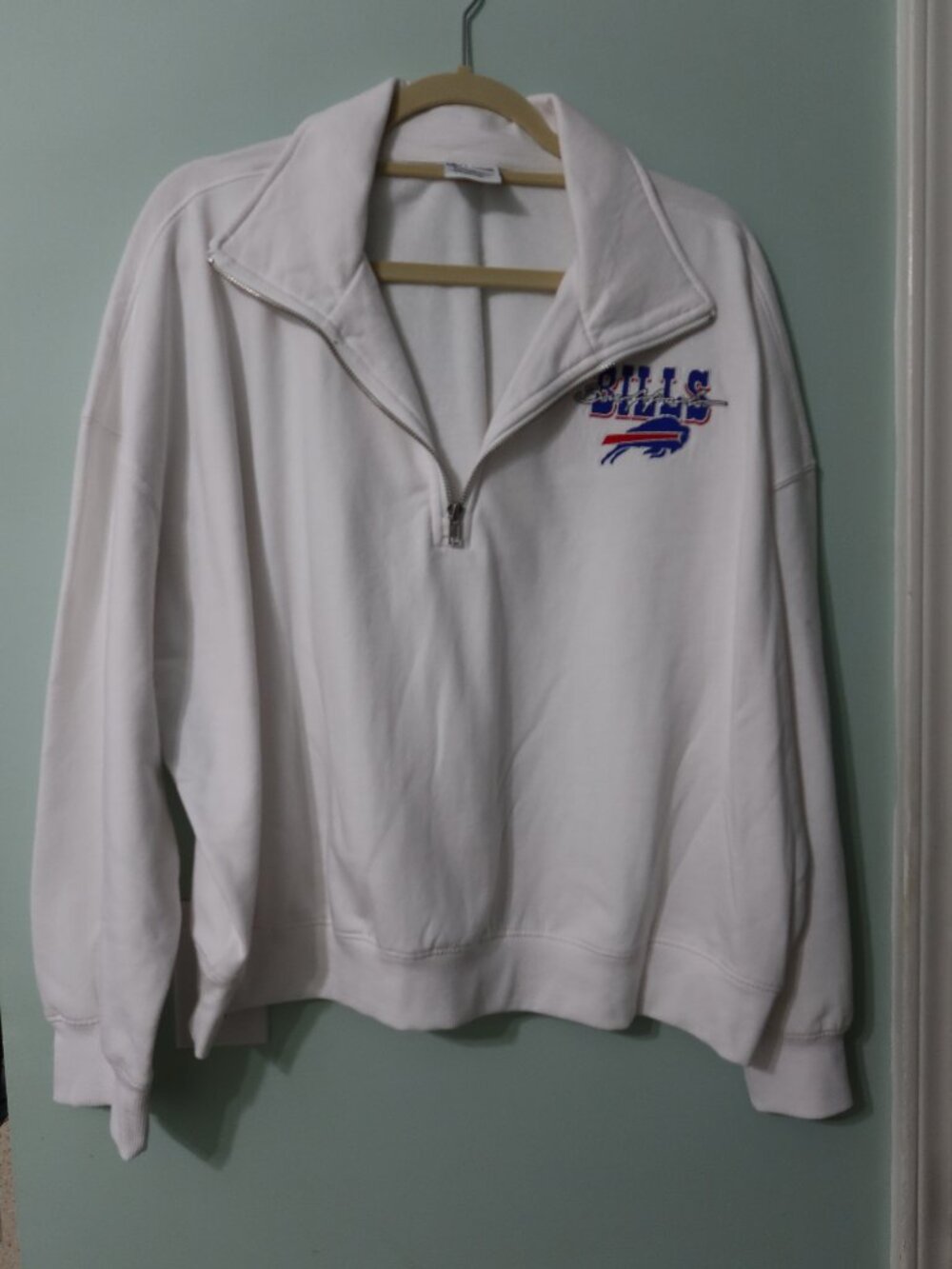 Buffalo Bills NFL Team Apparel White Quarter Zip XXL Plus Like New